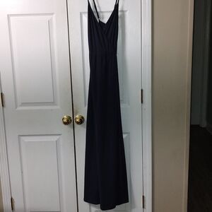 II ININ Women's Navy Deep V-Neck Casual Dress Summer Backless  Maxi Dress  Sz L